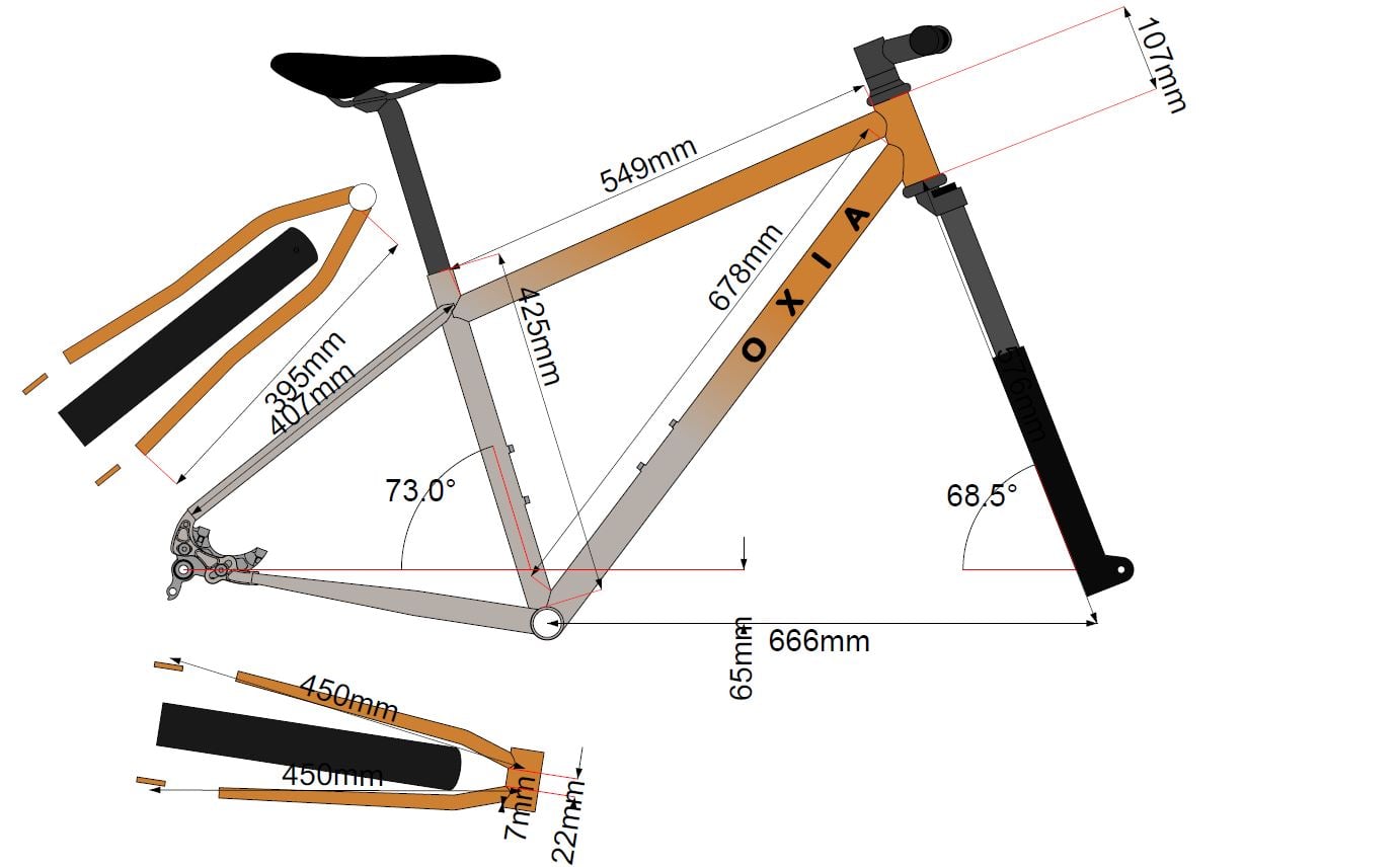 Geometría de una bicicleta de montaña a medida